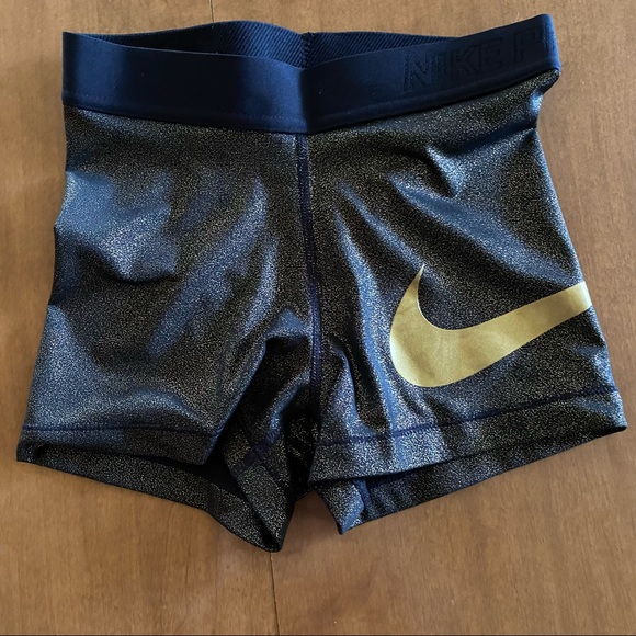 Nike Pants - Nike Pro Gold Sparkle Compression Shorts